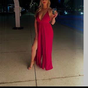 Backless maroon ShowPo jumpsuit